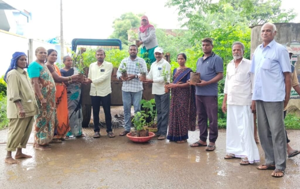 ఇంటింటికి మొక్కలు పంపిణీ కార్యక్రమం ప్రారంభం   సర్పంచ్ దాసరి రమేష్