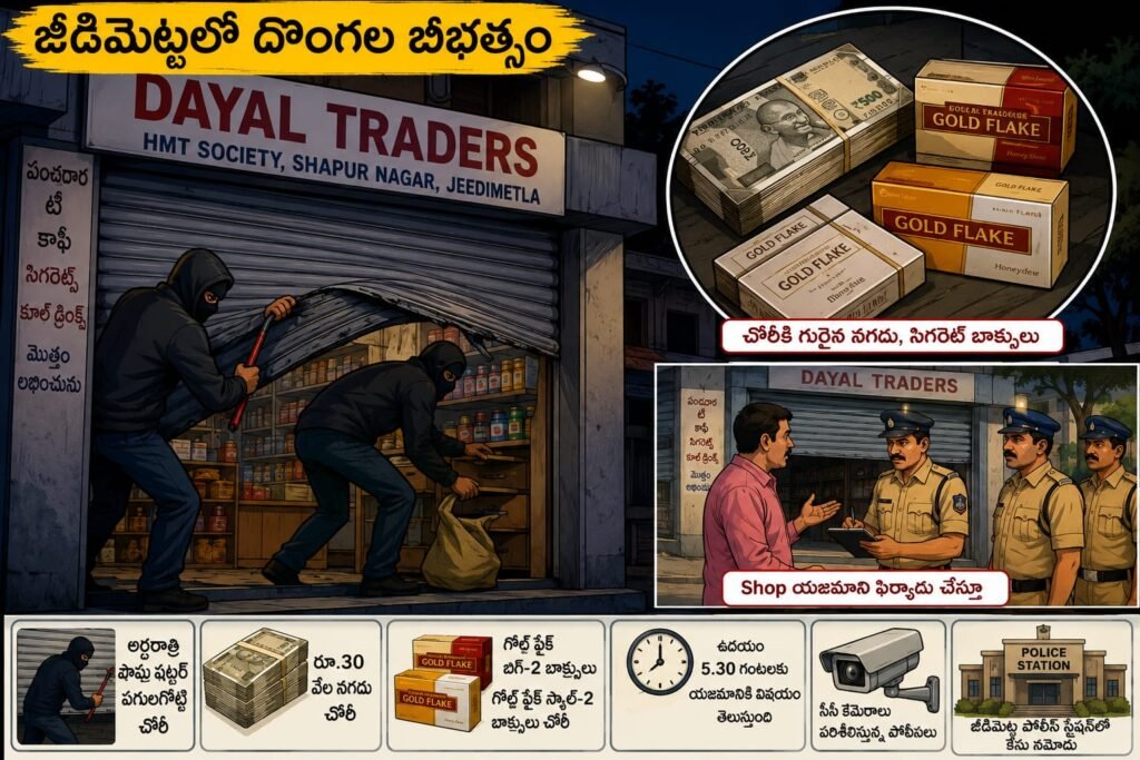 జీడిమెట్లలో దొంగల బీభత్సం.. షాపులో చోరీ